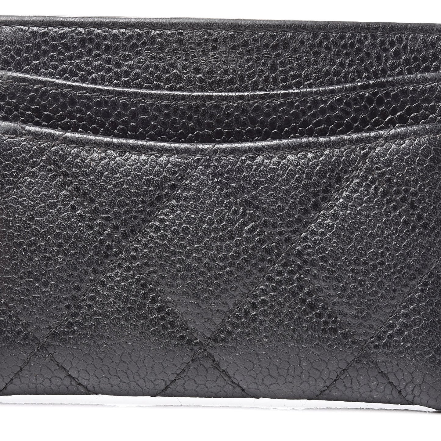 Caviar Quilted Card Holder Black