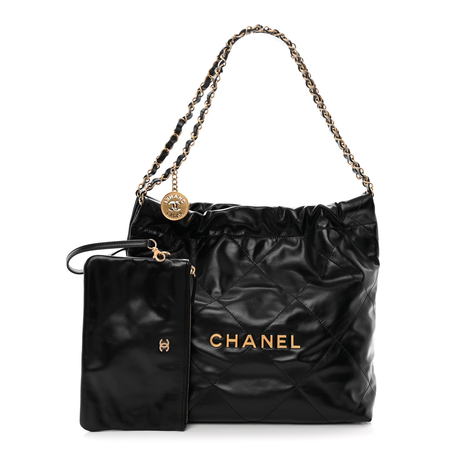 Chanel Shiny Calfskin Quilted Small Chanel 22 Black 3 of 12