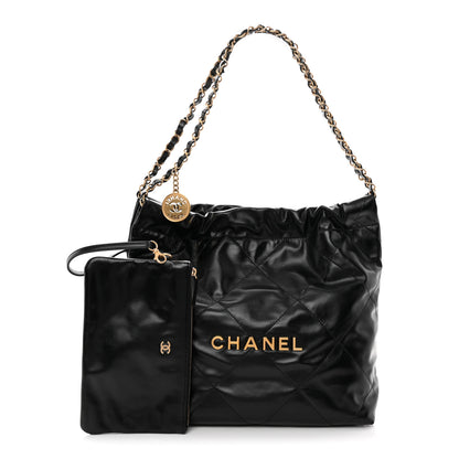 Chanel Shiny Calfskin Quilted Small Chanel 22 Black 3 of 12