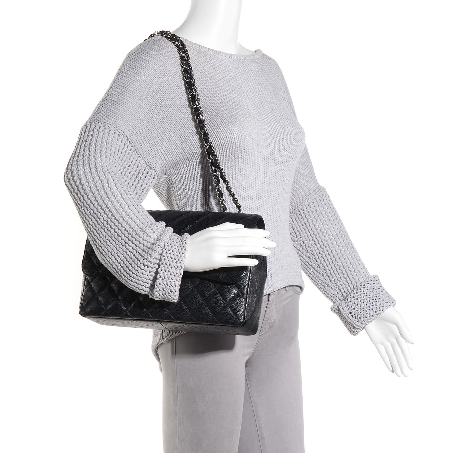 Chanel Caviar Jumbo Single Flap Black 2 of 8