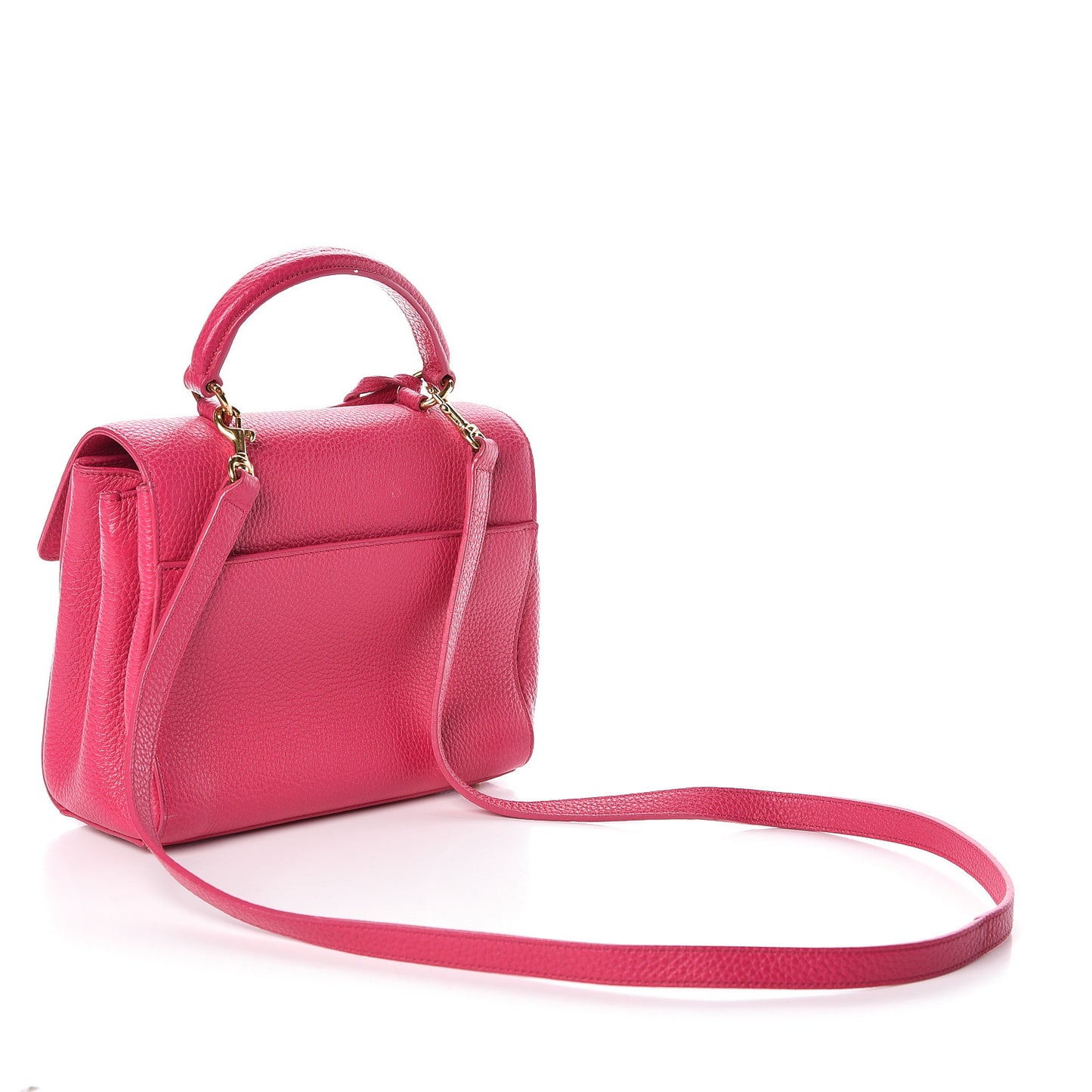 Grained Calfskin Small Moujik Top Handle Bag Fuchsia