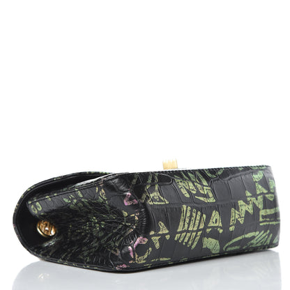 Chanel Calfskin Crocodile Embossed Graffiti 2.55 Mini Cocodile Reissue Flap Black Pink 4 of 11