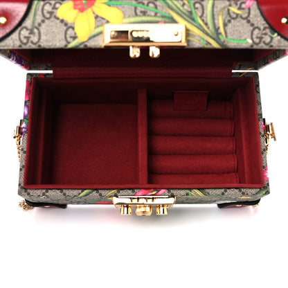Gucci GG Supreme Monogram Flora Padlock Jewelry Case Red 5 of 13