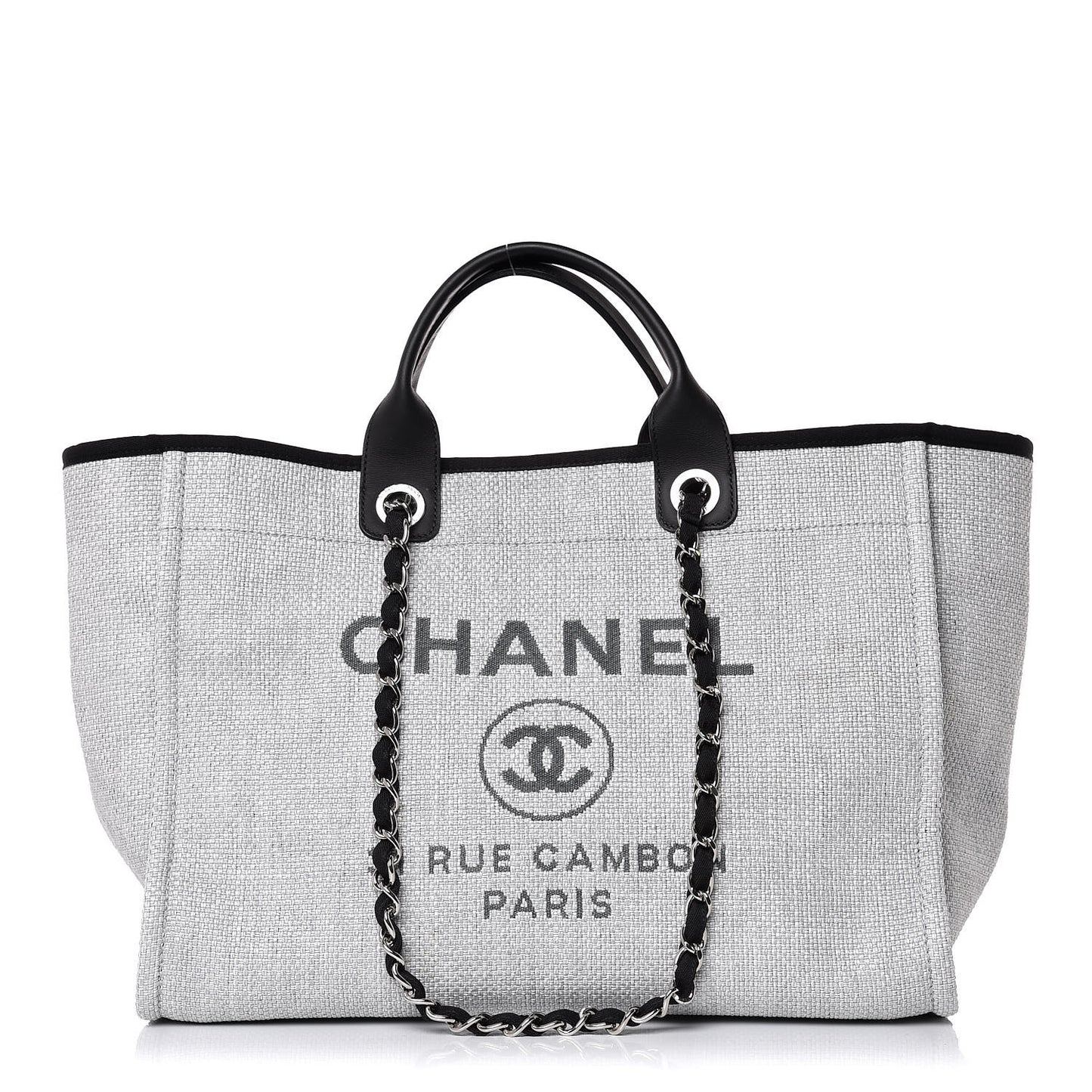 Woven Straw Raffia Large Deauville Tote Grey