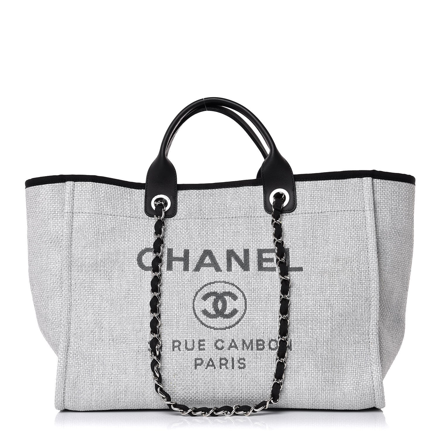 Chanel Woven Straw Raffia Large Deauville Tote Grey 1 of 9