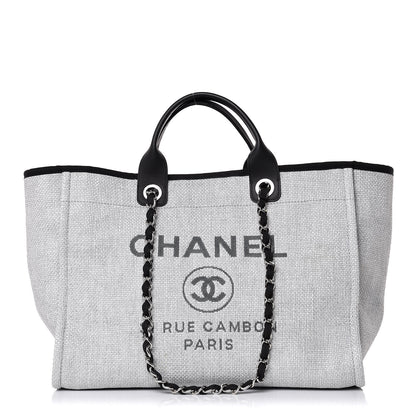 Chanel Woven Straw Raffia Large Deauville Tote Grey 1 of 9