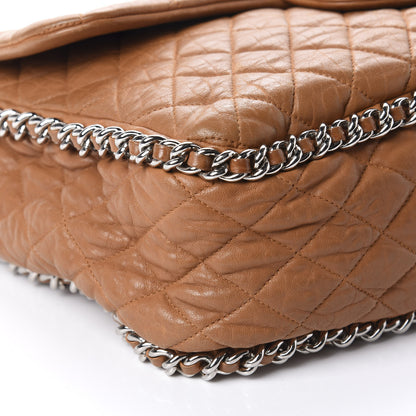 Chanel Washed Lambskin Chain Around Maxi Flap Bag Dark Beige 6 of 11