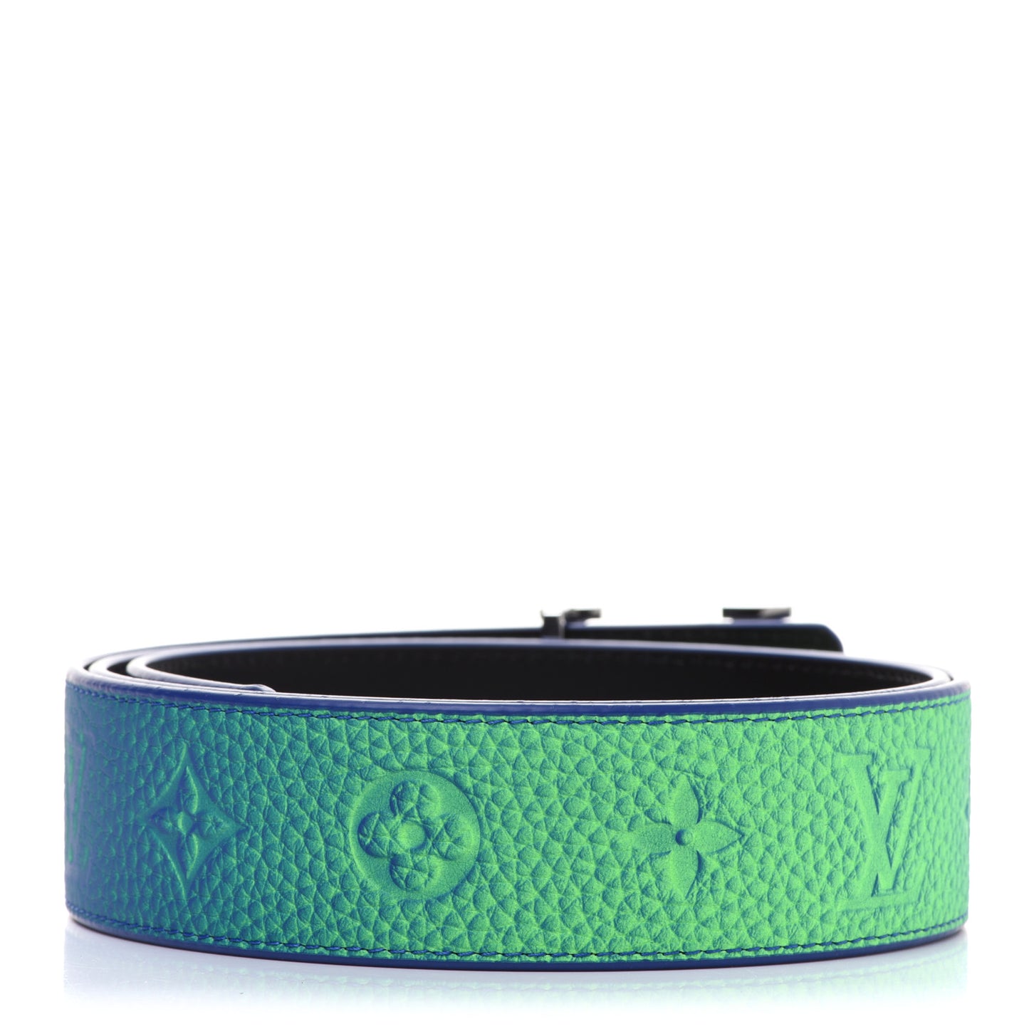 Taurillon Illusion 40mm LV Initiales Reversible Belt 95 38 Bleu Vert