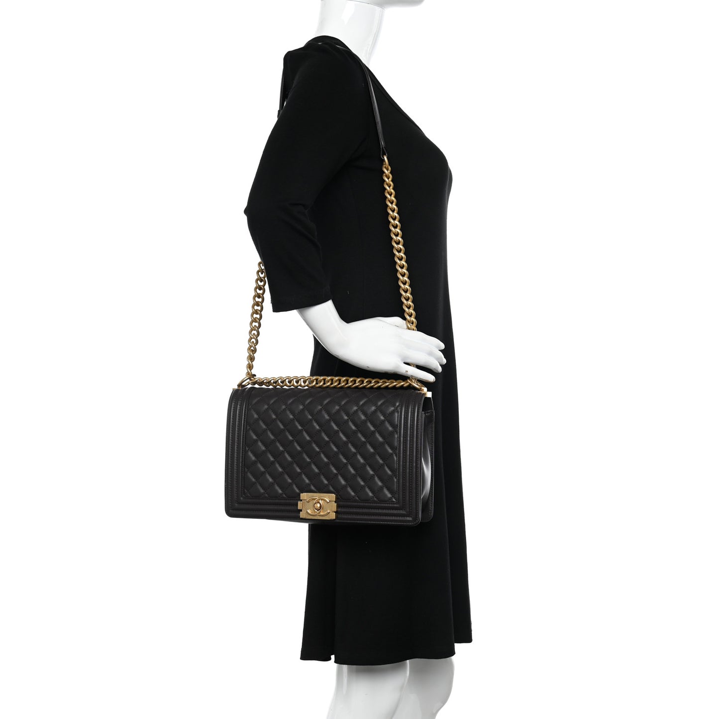 Calfskin Quilted New Medium Boy Flap Dark Brown