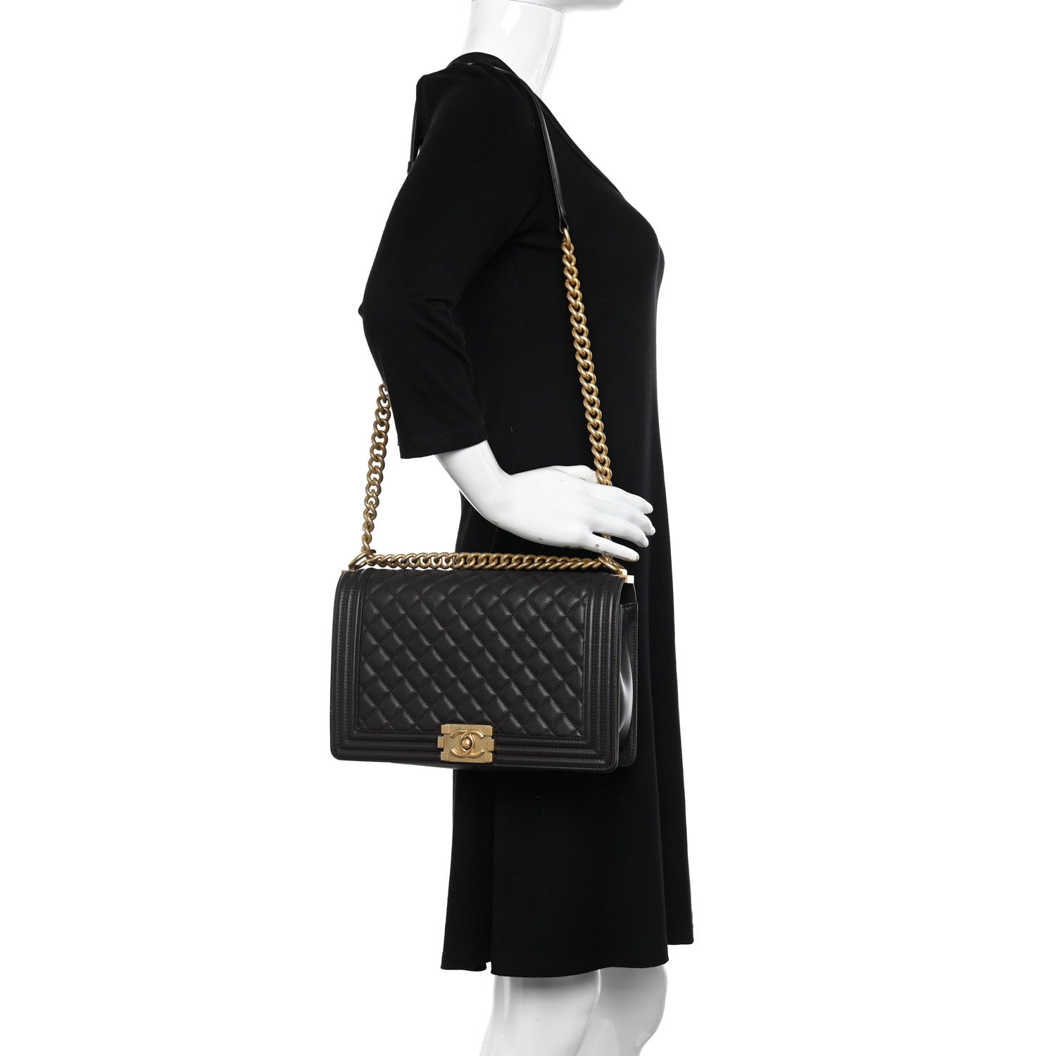 Chanel Calfskin Quilted New Medium Boy Flap Dark Brown 2 of 10