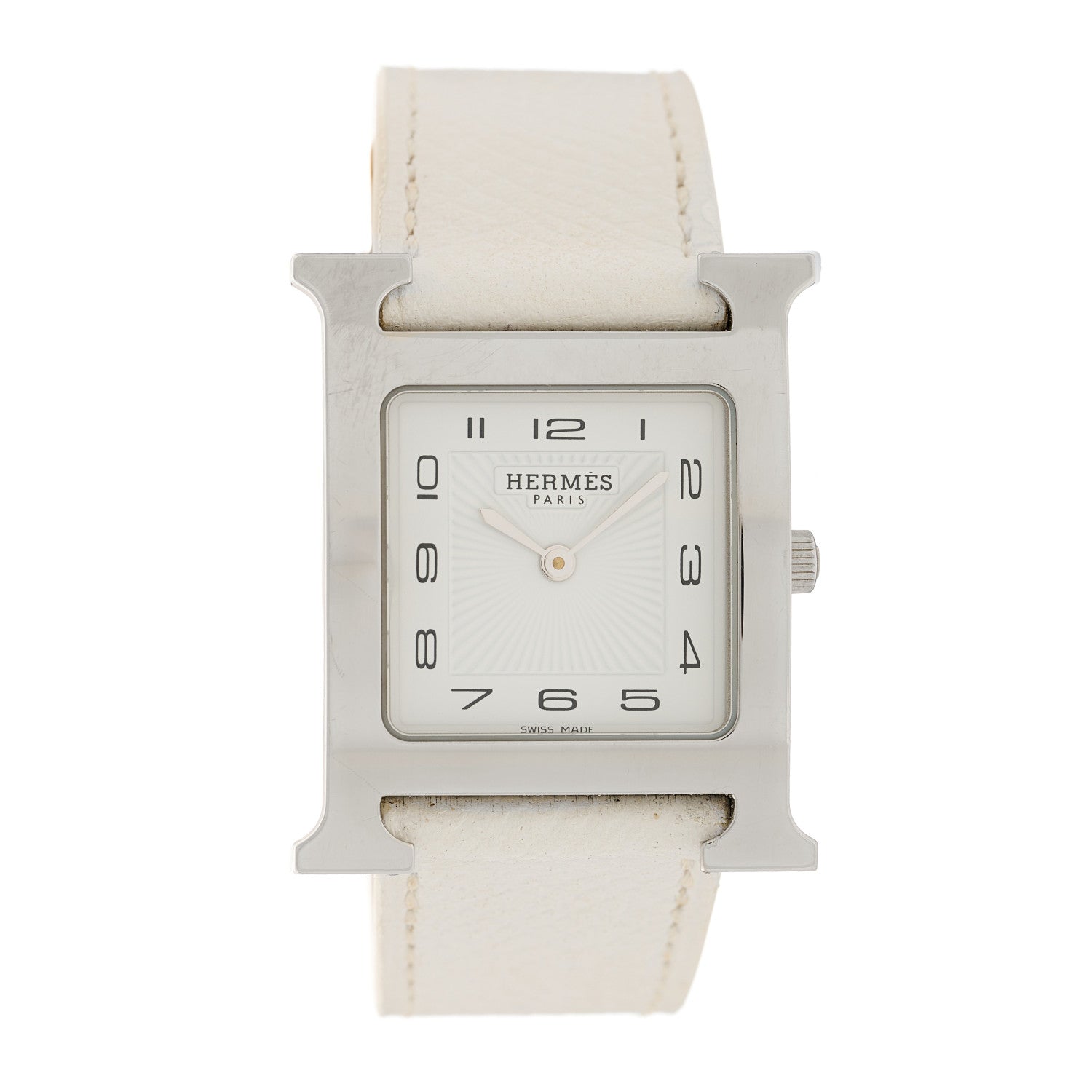Hermes Stainless Steel Epsom 26mm Heure H Hour Quartz Watch Blanc 1 of 6