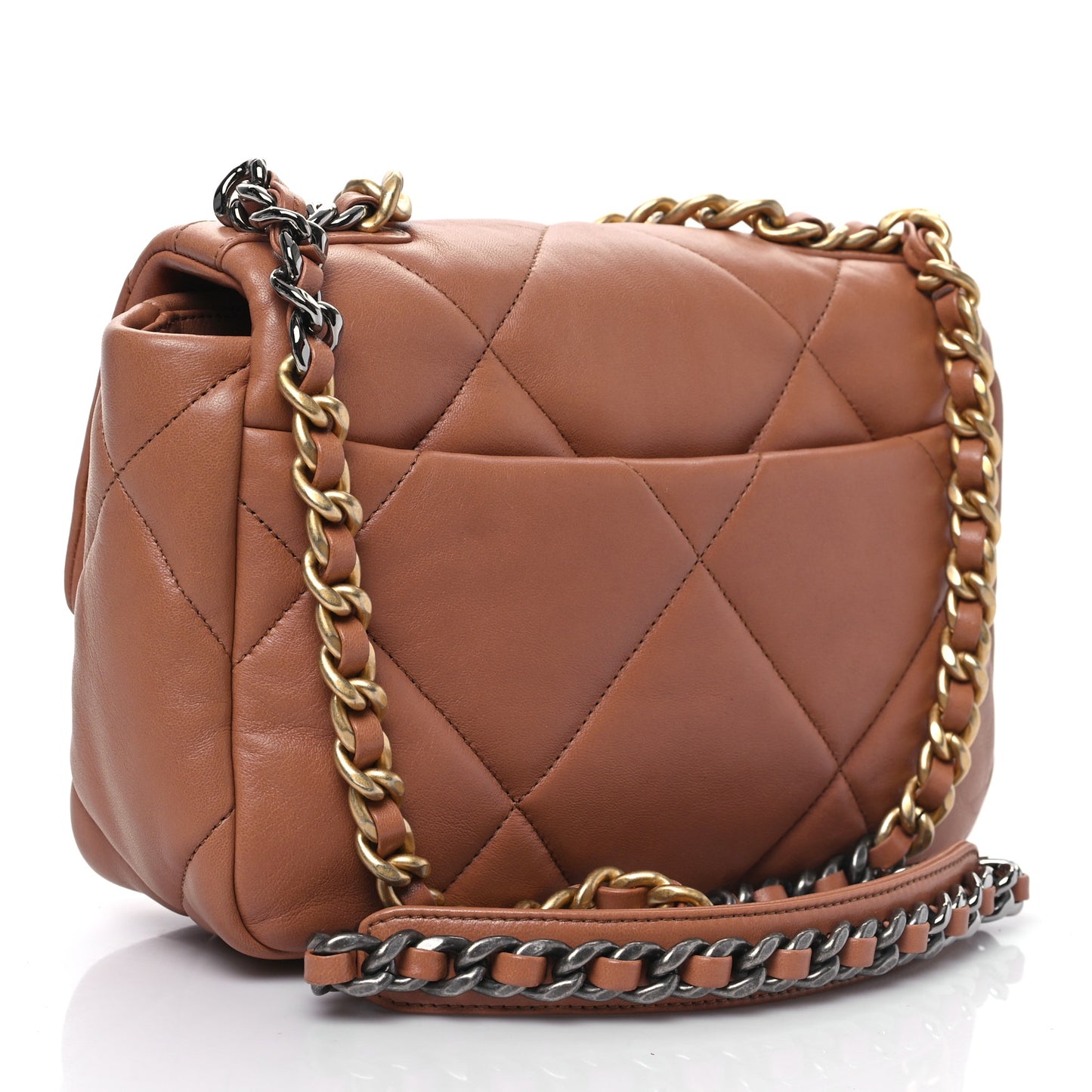 Lambskin Quilted Medium Chanel 19 Flap Brown