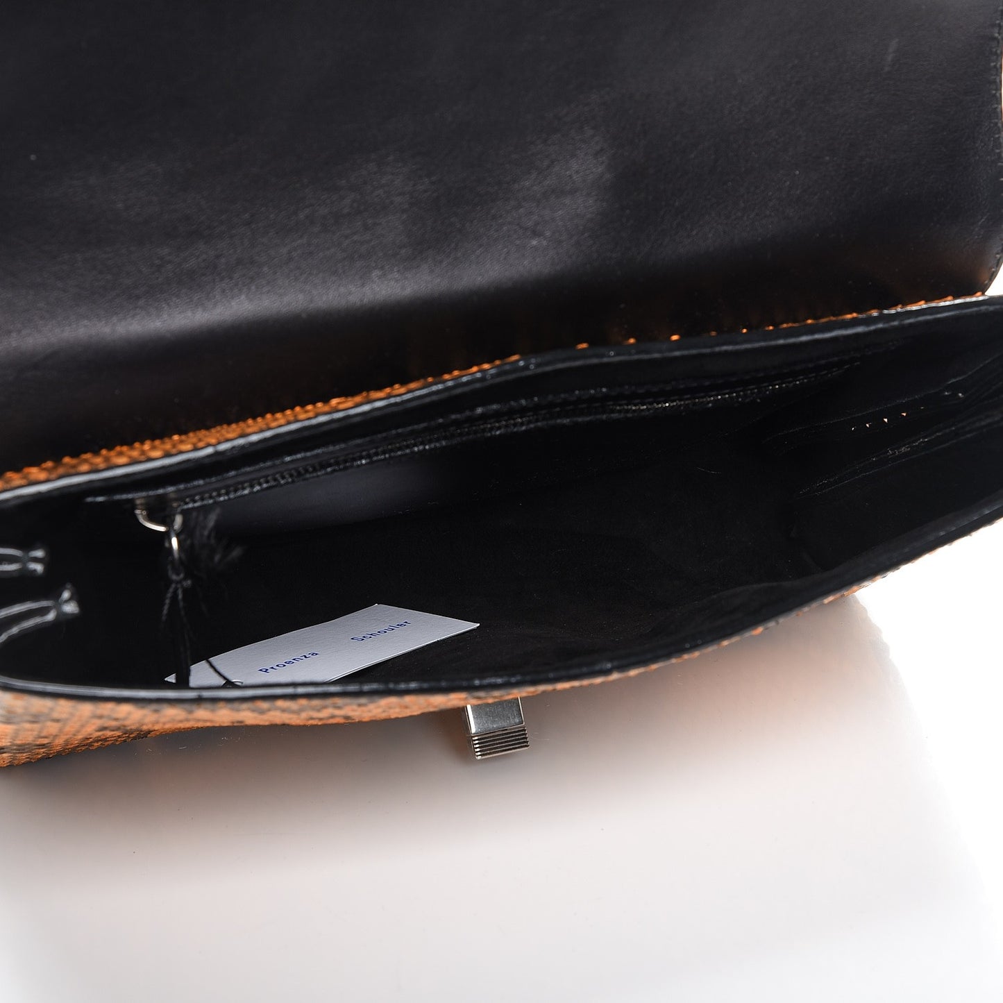Python Calfskin Suede PS Elliot Clutch Orange Black