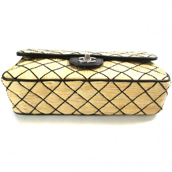 Straw Diamond Stitch Raffia Flap