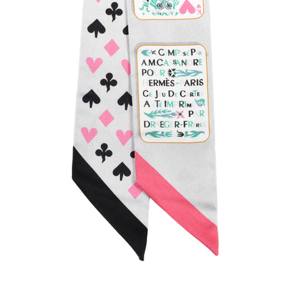 Hermes Silk Jeu de Cartes Twilly Gris Perle Rose Black 2 of 4