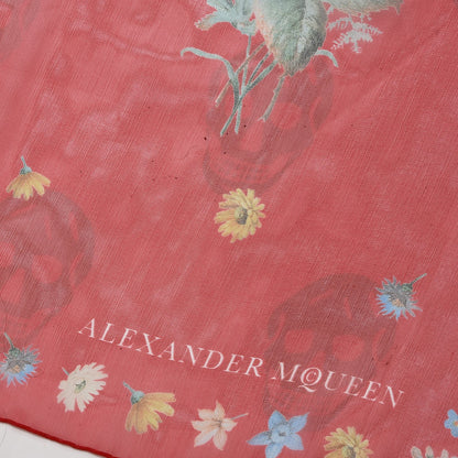 Alexander McQueen Silk Island Bouquet Scarf Red 4 of 5