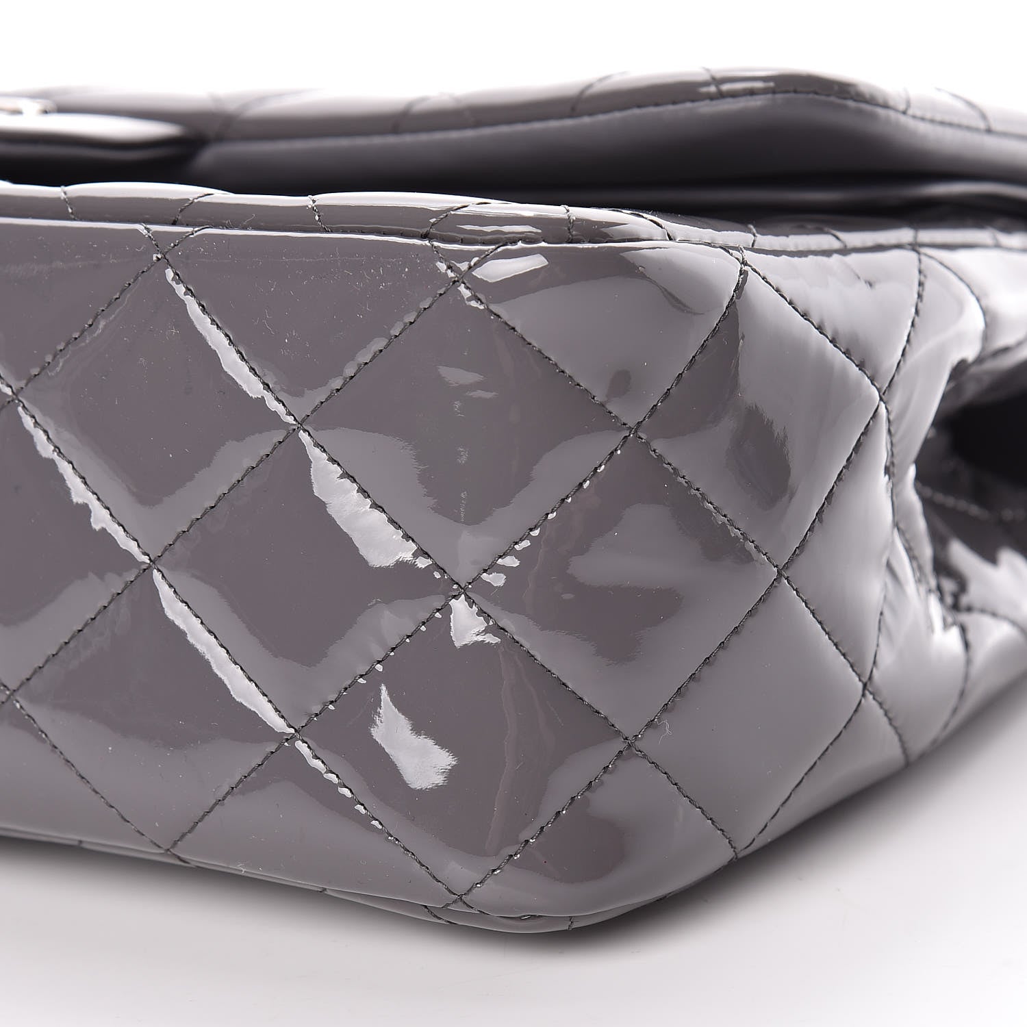 Chanel Patent Quilted Jumbo Double Flap Grey 10 of 11