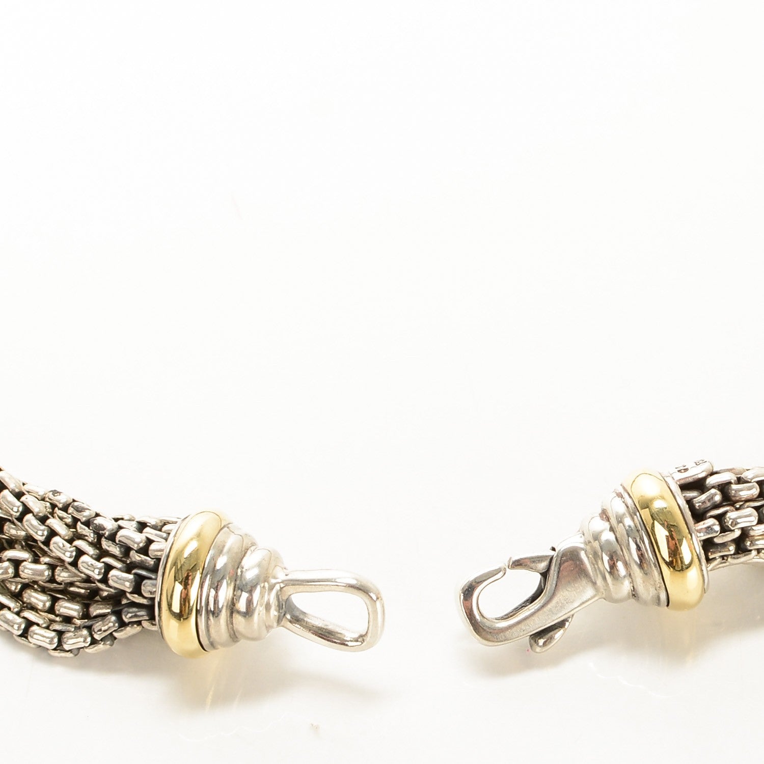 David Yurman Sterling Silver 18K Yellow Gold Diamond Eight Strand Pave Station Necklace 3 of 5