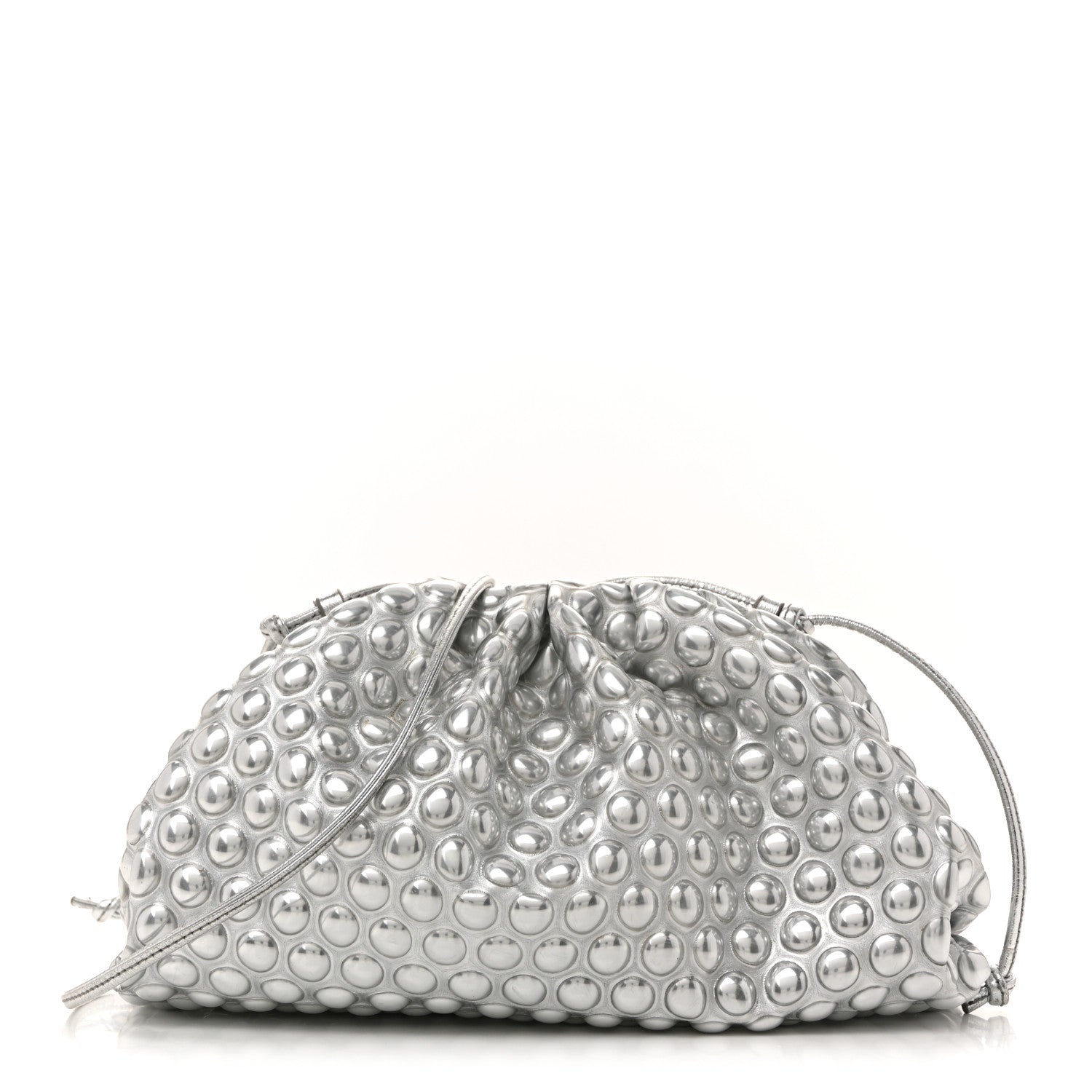 Bottega Veneta Metallic Fabric Bubble Wrap The Mini Pouch Silver 1 of 11