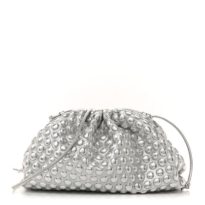 Bottega Veneta Metallic Fabric Bubble Wrap The Mini Pouch Silver 1 of 11
