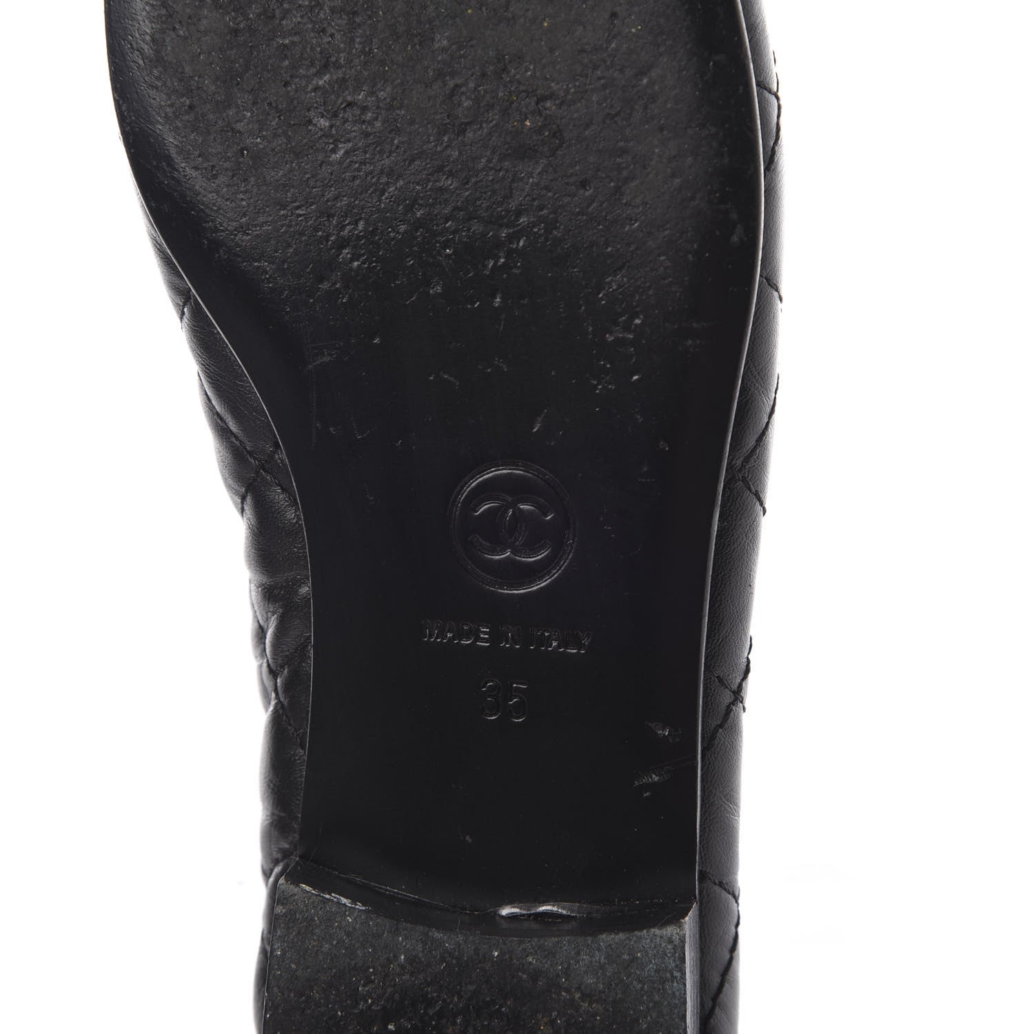 Chanel Aged Calfskin Quilted Cap Toe Ballerina Flats 35 Black 6 of 12