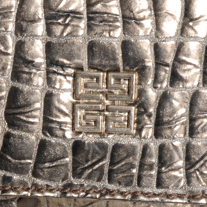 Givenchy Calfskin Crocodile Embossed Melancholia Shoulder Bag Gold 5 of 8