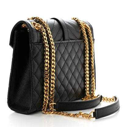 Saint Laurent Grain De Poudre Textured Mixed Matelasse Triquilt Medium Monogram Satchel Black 2 of 9