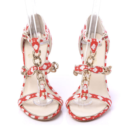 Chanel Tweed CC Chain Sandals 36 Rogue Ecru 2 of 8