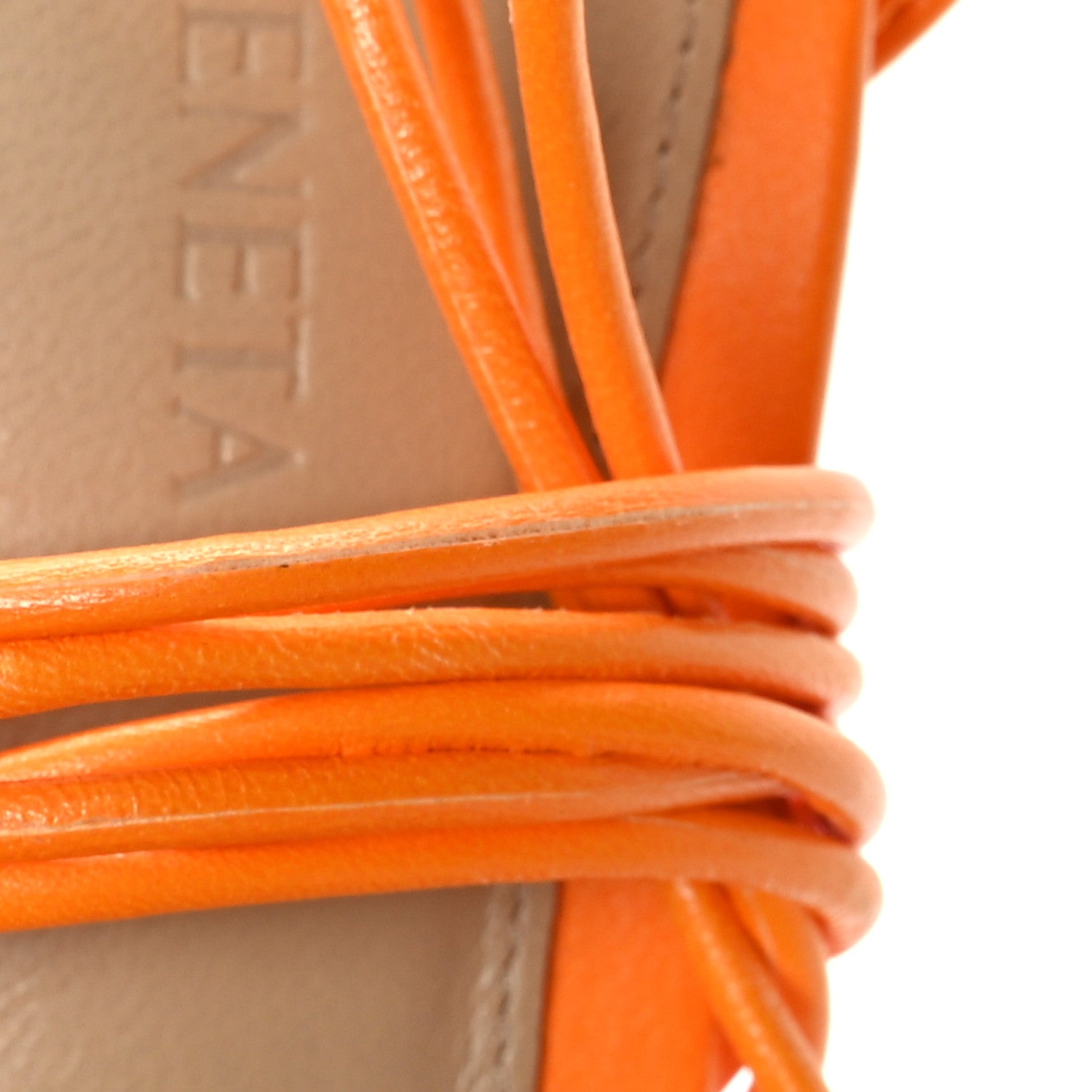 Bottega Veneta Mesh Nappa Stretch Ankle Tie 90mm Sandals 37.5 Tangerine 8 of 8