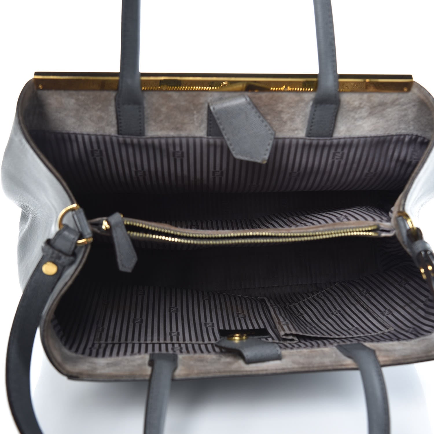 Fendi Vitello Elite Flamingo Regular 2Jours Tote Grigio Grigio Chiaro 5 of 16