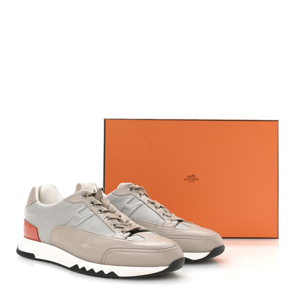 Hermes Calfskin Womens Trail Sneakers 39 Beige Rose Gris Brume 9 of 9