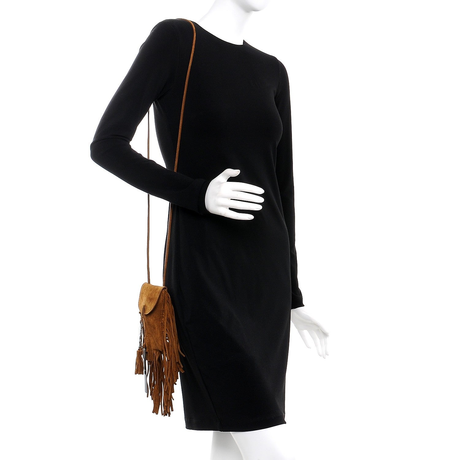 Saint Laurent Suede Fringe Toy Monogram Anita Crossbody Bag Light Ocre 2 of 7