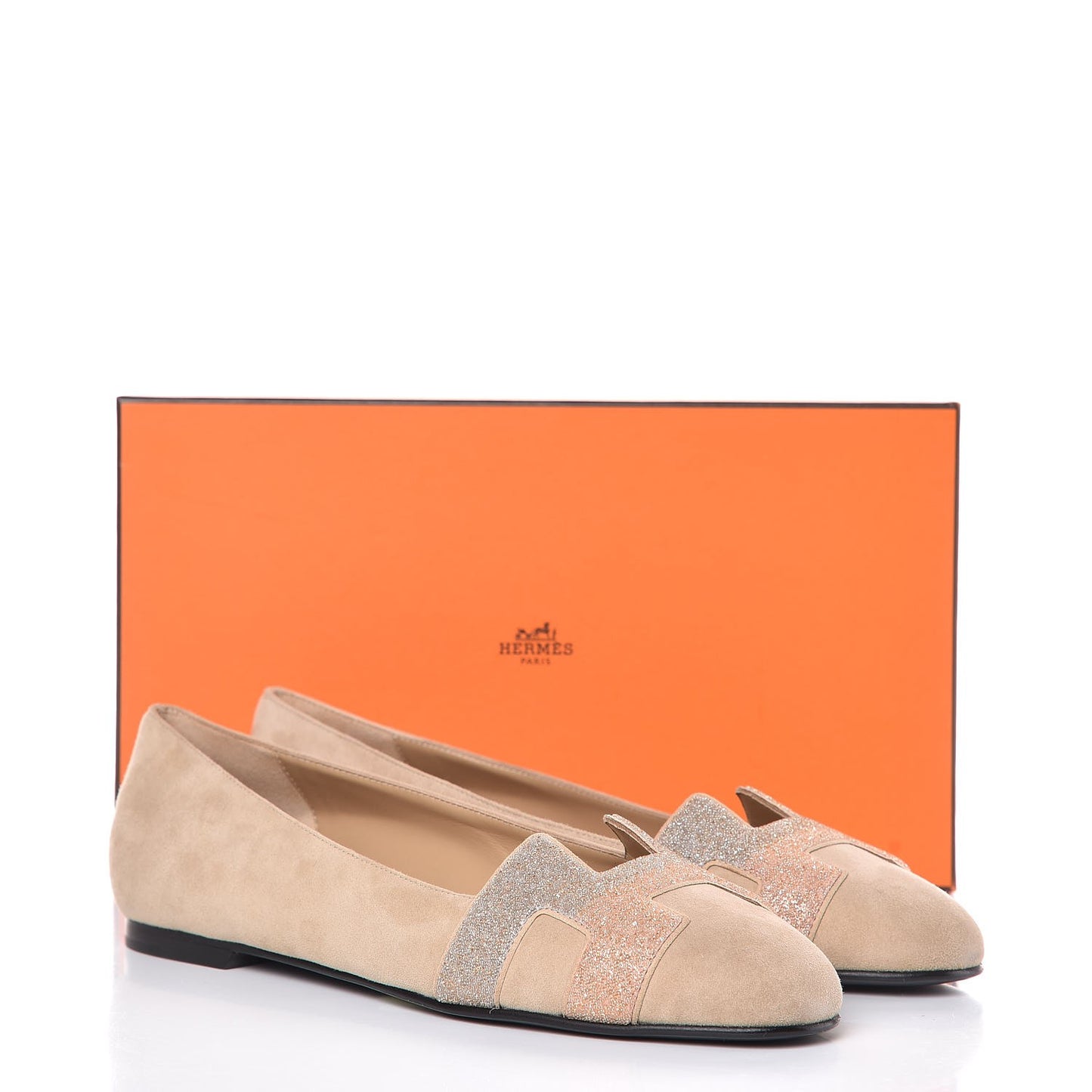 Suede Goatskin Crystal Powdered Nice Ballerina Flats 38 Nude