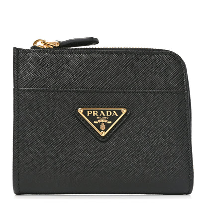 Prada Saffiano Small Triangle Wallet Black 1 of 7