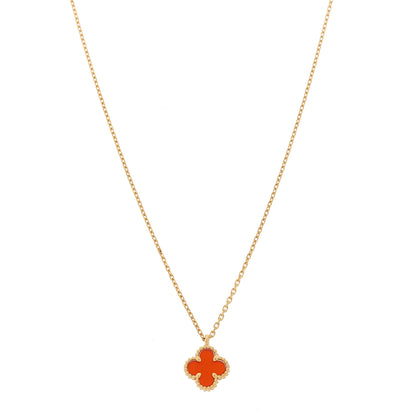 Van Cleef & Arpels 18K Rose Gold Carnelian Sweet Alhambra Pendant Necklace 1 of 7