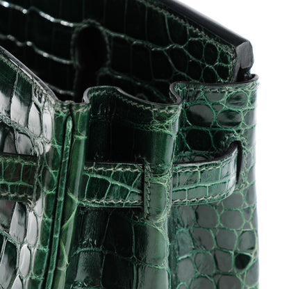 Hermes Shiny Porosus Crocodile Birkin 30 Vert Fonce 18 of 20