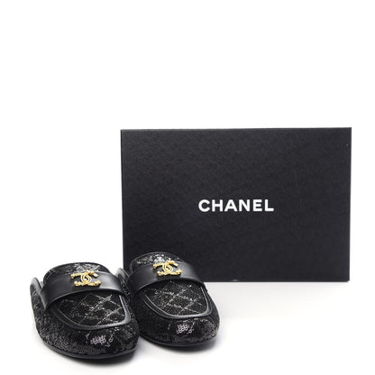 Chanel Sequin Lambskin Quilted CC Mules 41 Black 11 of 11
