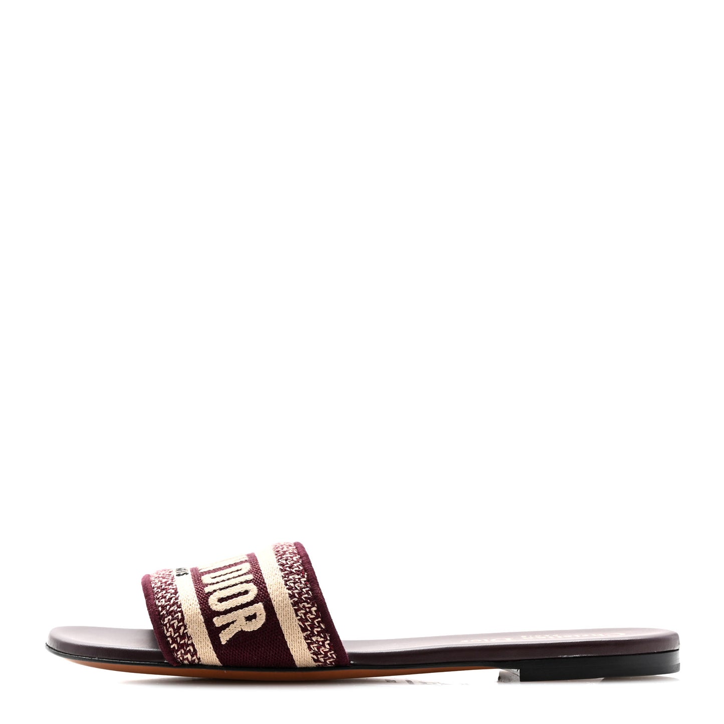 Canvas Embroidered Dway Mules Slide Sandals 37.5 Burgundy