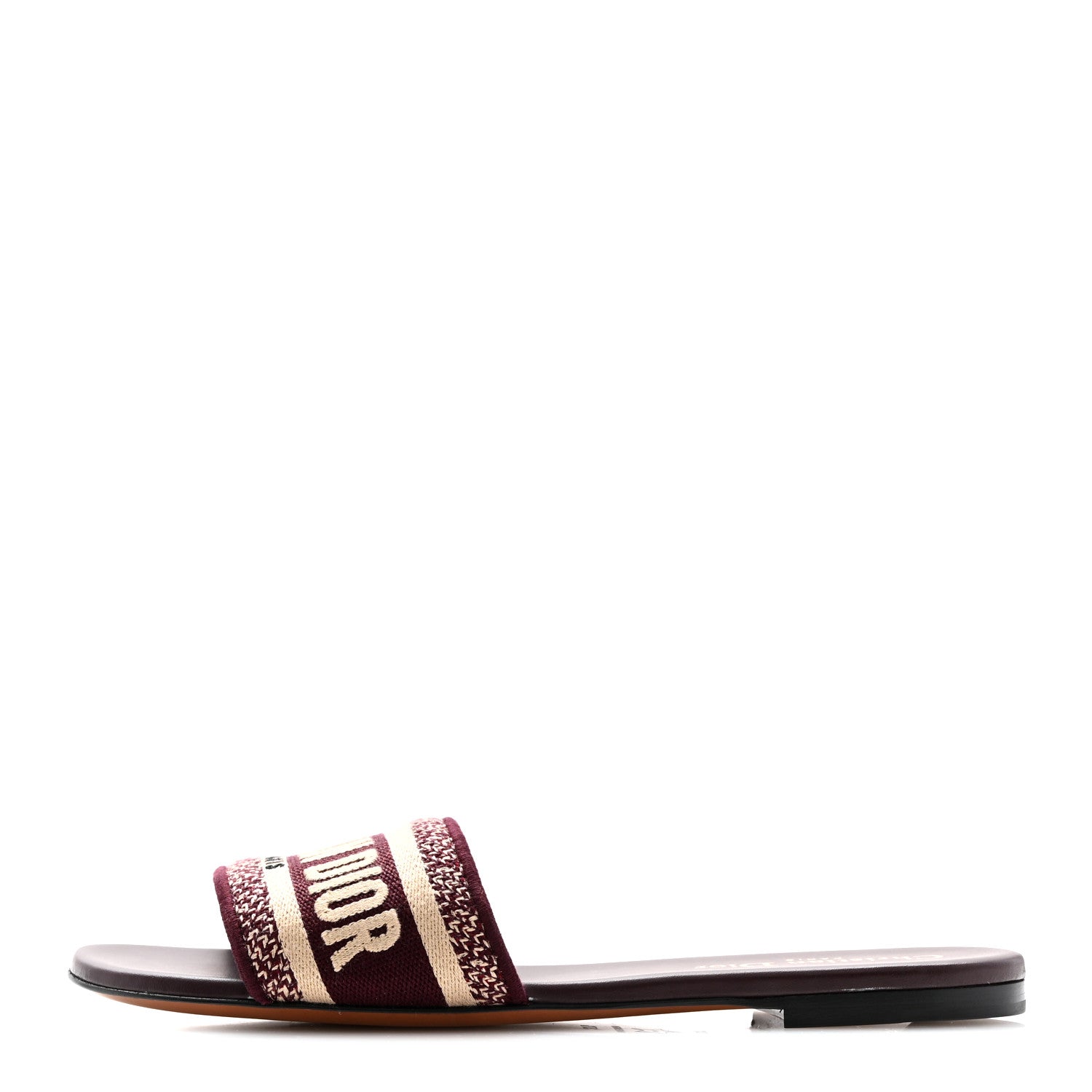 Christian Dior Canvas Embroidered Dway Mules Slide Sandals 37.5 Burgundy 1 of 9