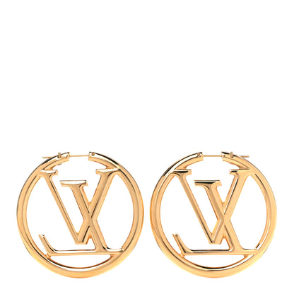 Louis Vuitton Metal Louise Hoop Earrings Gold 3 of 9