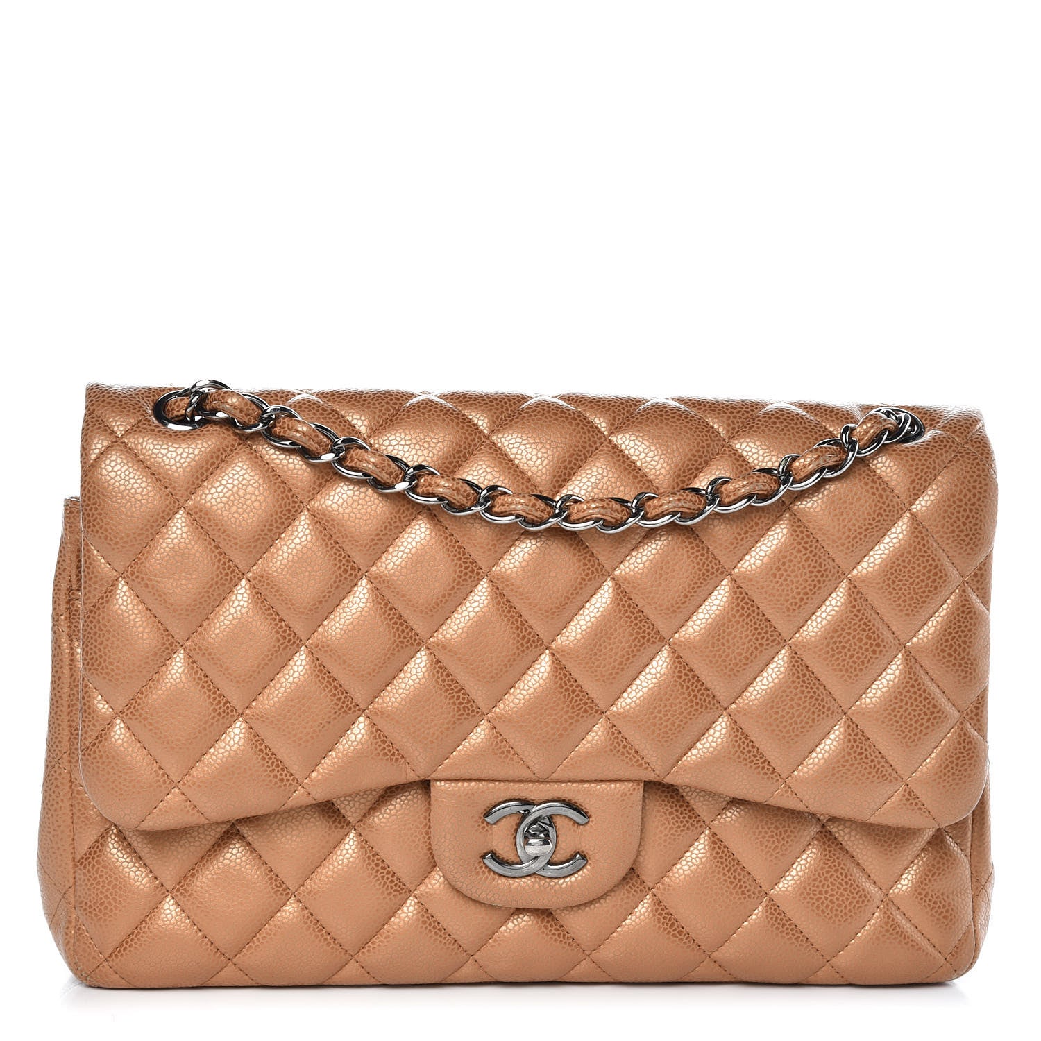 Chanel Metallic Caviar Quilted Jumbo Double Flap Copper 1 of 10