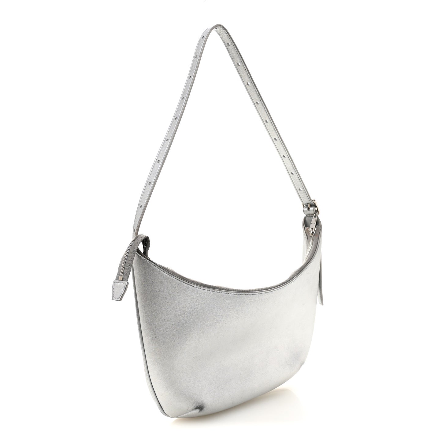 Metallic Calfskin Mary Kate Shoulder Bag Silver
