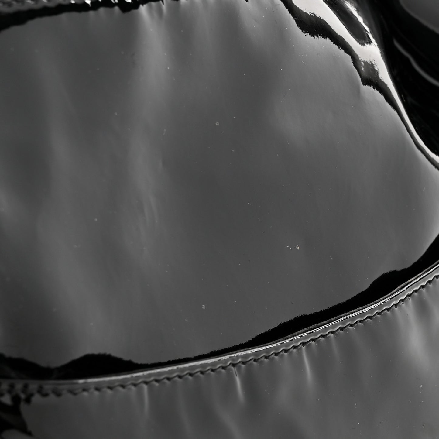 Patent Camellia Shoulder Bag Black