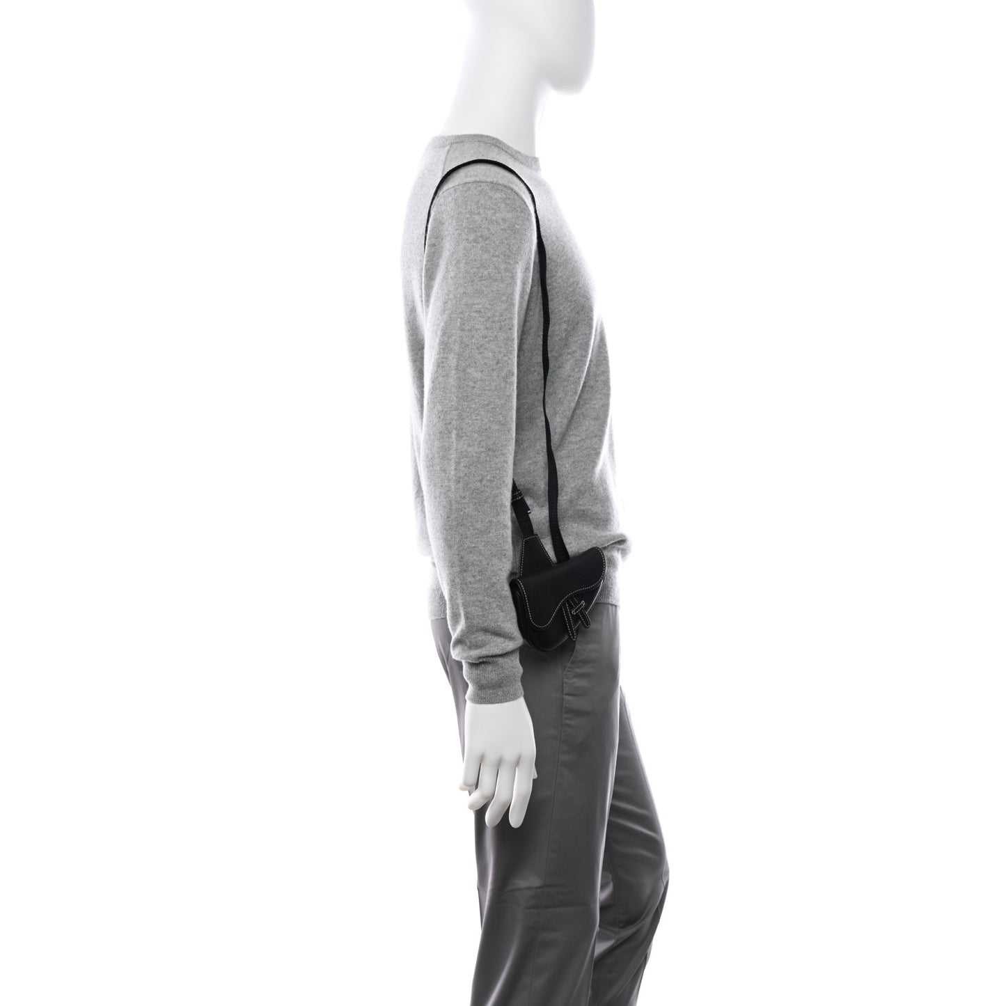 Grained Calfskin Mens Mini Saddle Bag Black