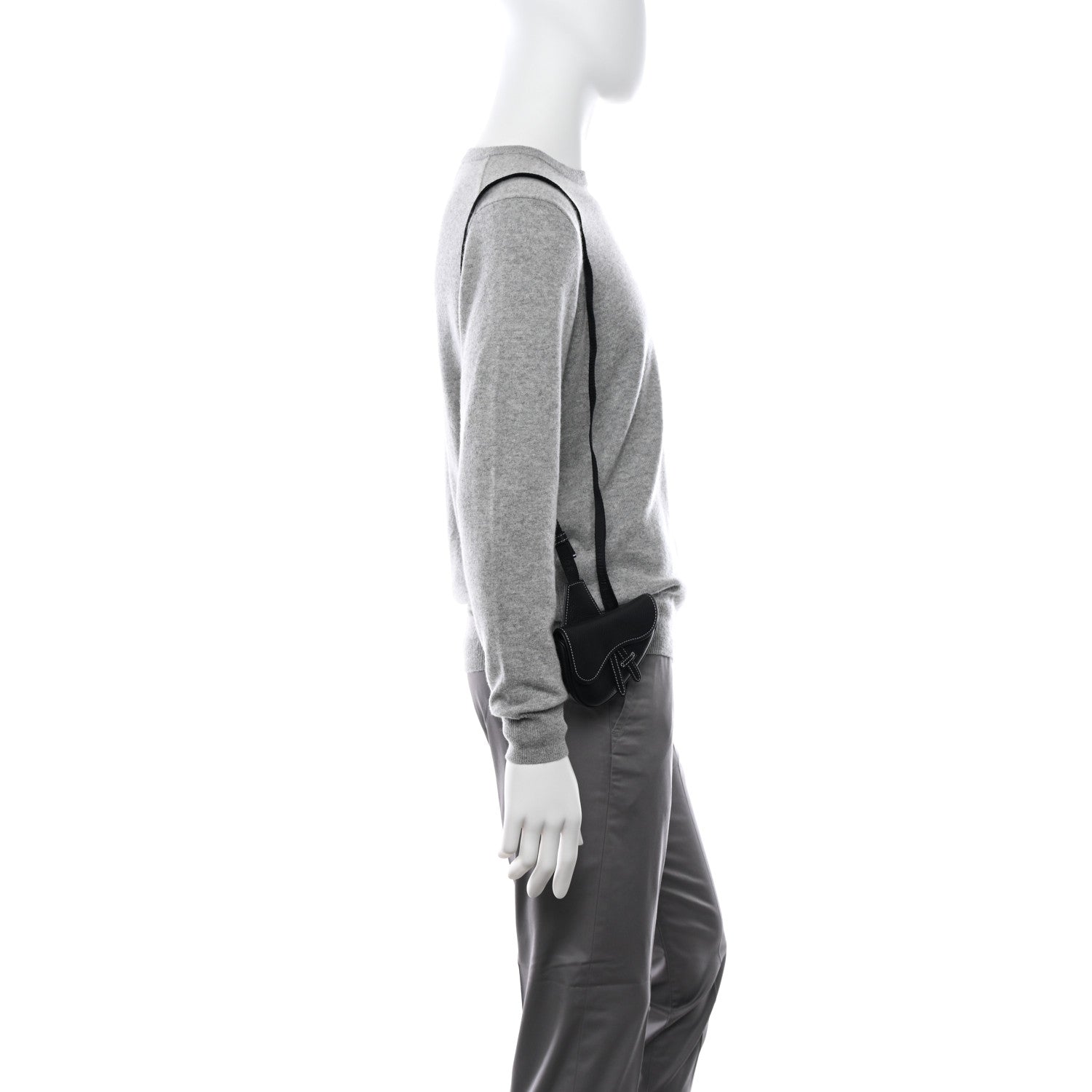 Christian Dior Grained Calfskin Mens Mini Saddle Bag Black 2 of 10