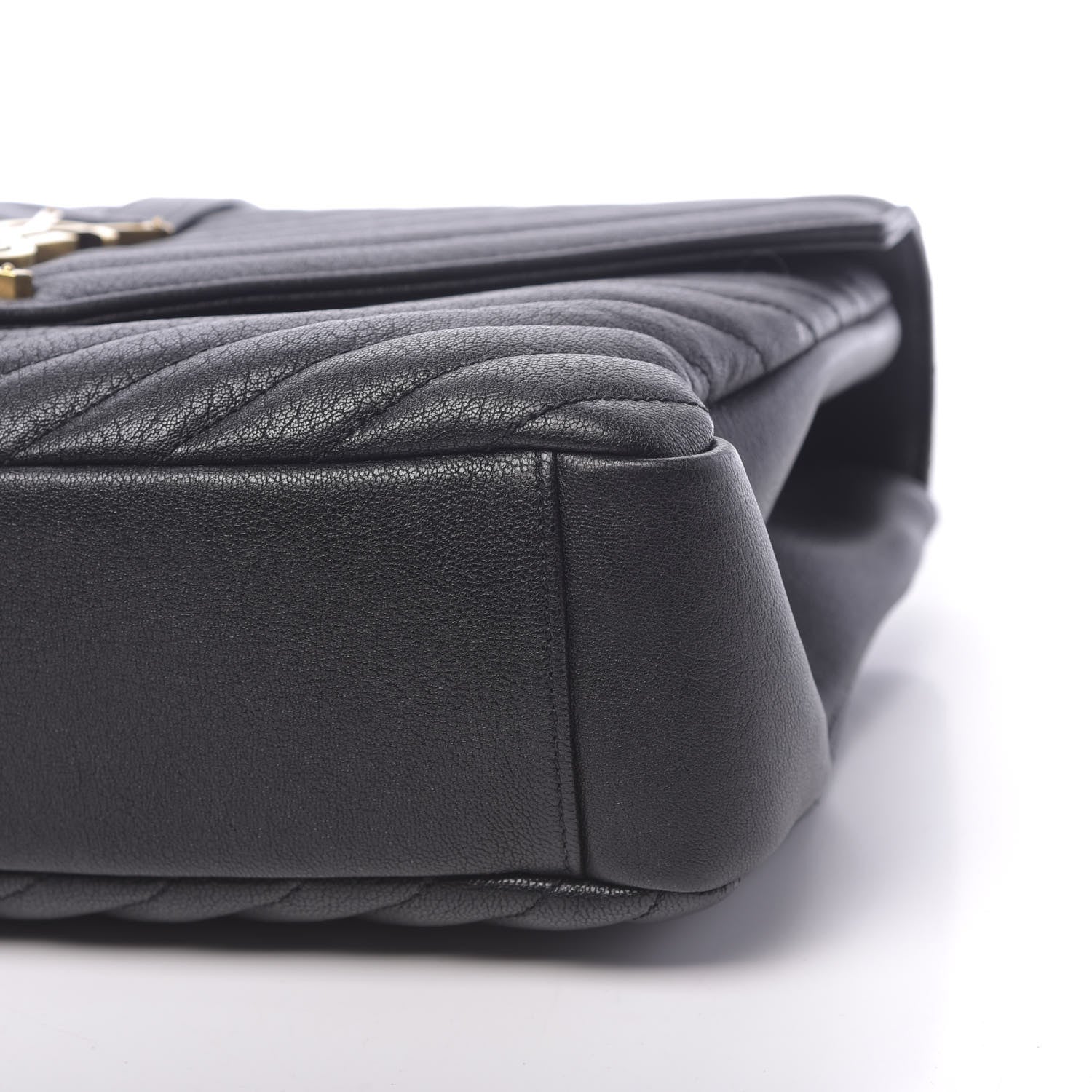 Saint Laurent Sheepskin Matelasse Chevron Monogram Large College Satchel Black 9 of 11