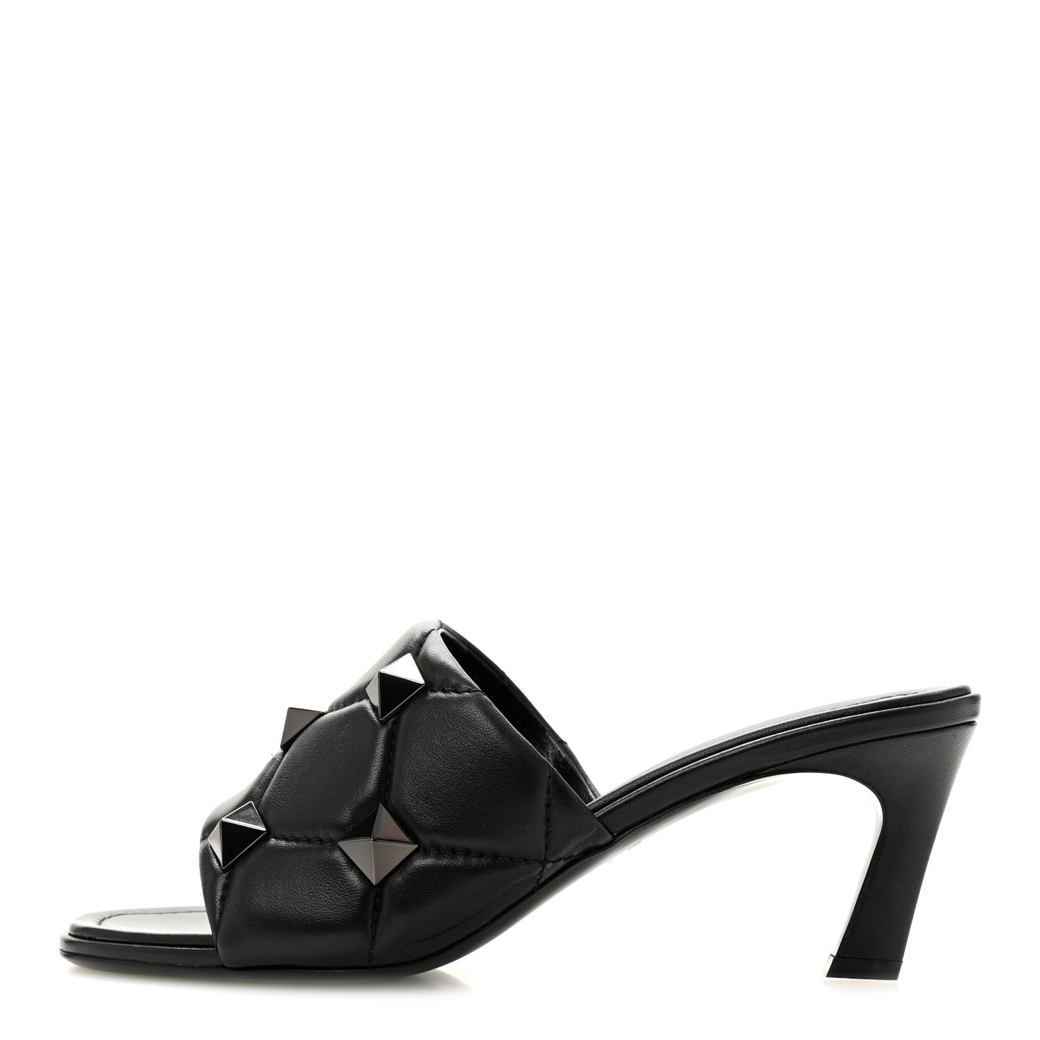 Valentino Garavani Nappa Quilted Monochrome Roman Stud 65mm Slide Sandals 39.5 Black 1 of 10