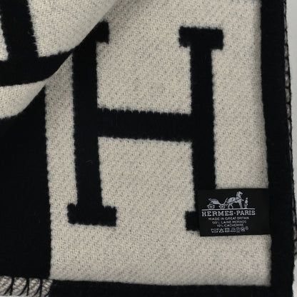 Hermes Wool Cashmere Avalon III Blanket Ecru Black 3 of 3