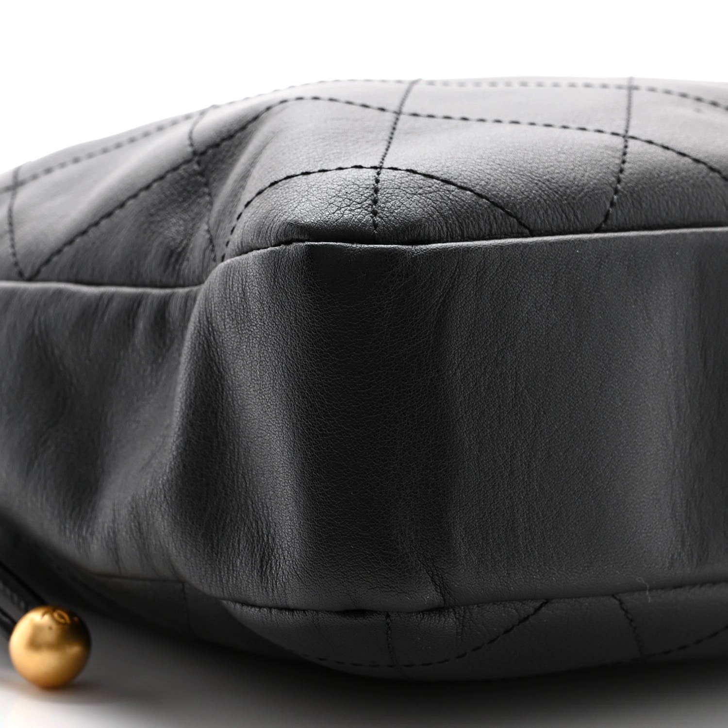 Chanel Calfskin Quilted Drawstring Bucket Bag Black 9 of 11