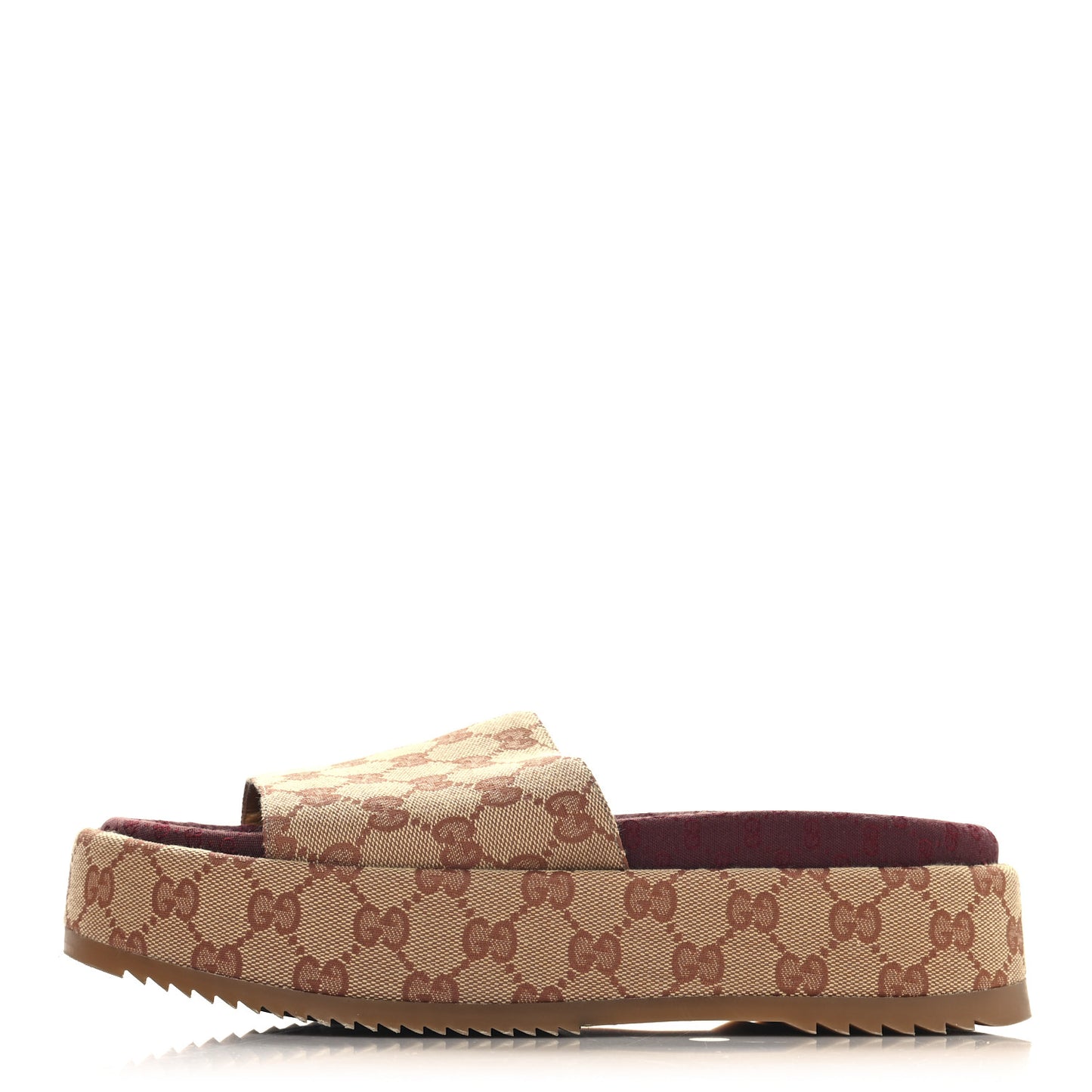 Canvas GG Monogram Angelina Platform Slide Sandals 40 Beige Ruggine